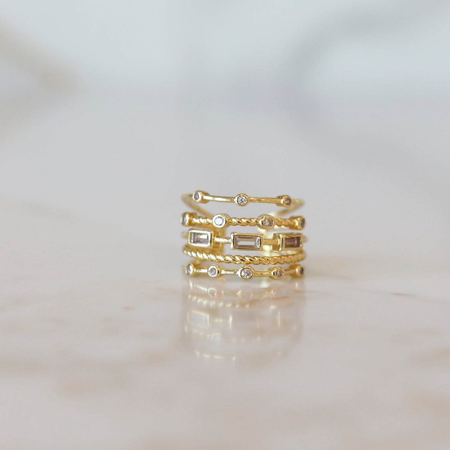 Stacked Pave Ring Cubic Zirconia