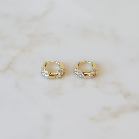 Oval Pave Hoop Earrings with Cubic Zirconia