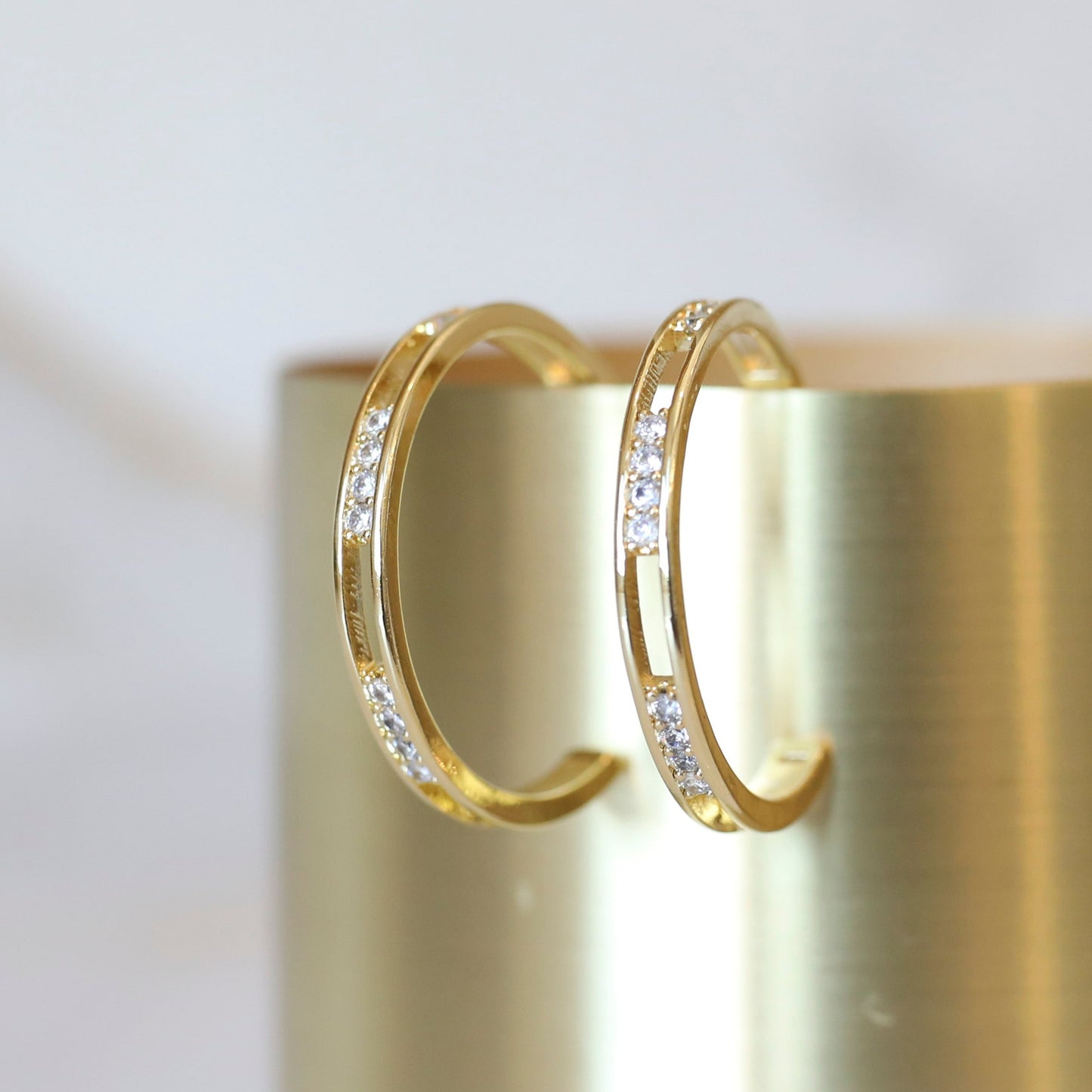 Open Cubic Zirconia Hoop Earrings