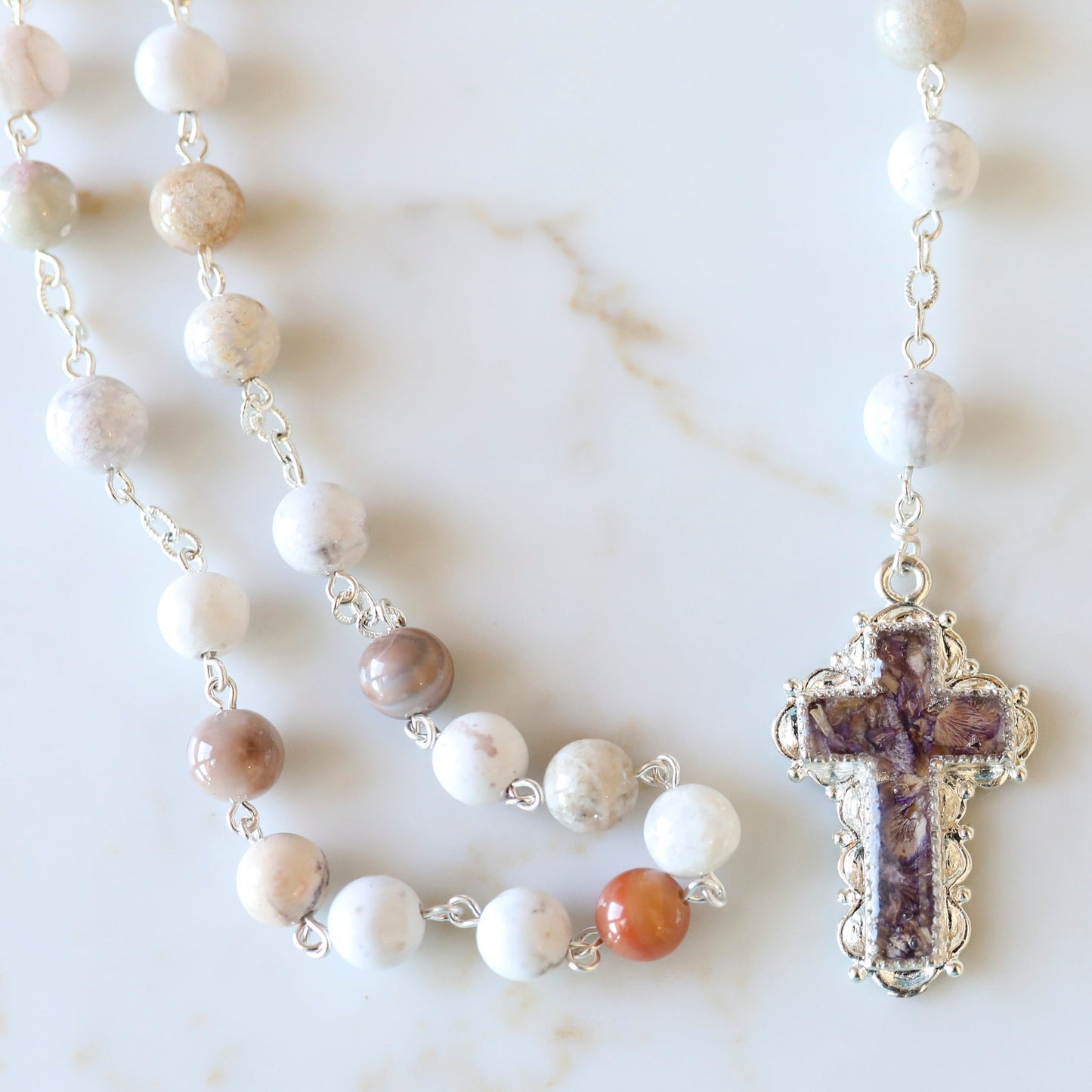 Memory Flower Jewelry | Agate Rosary