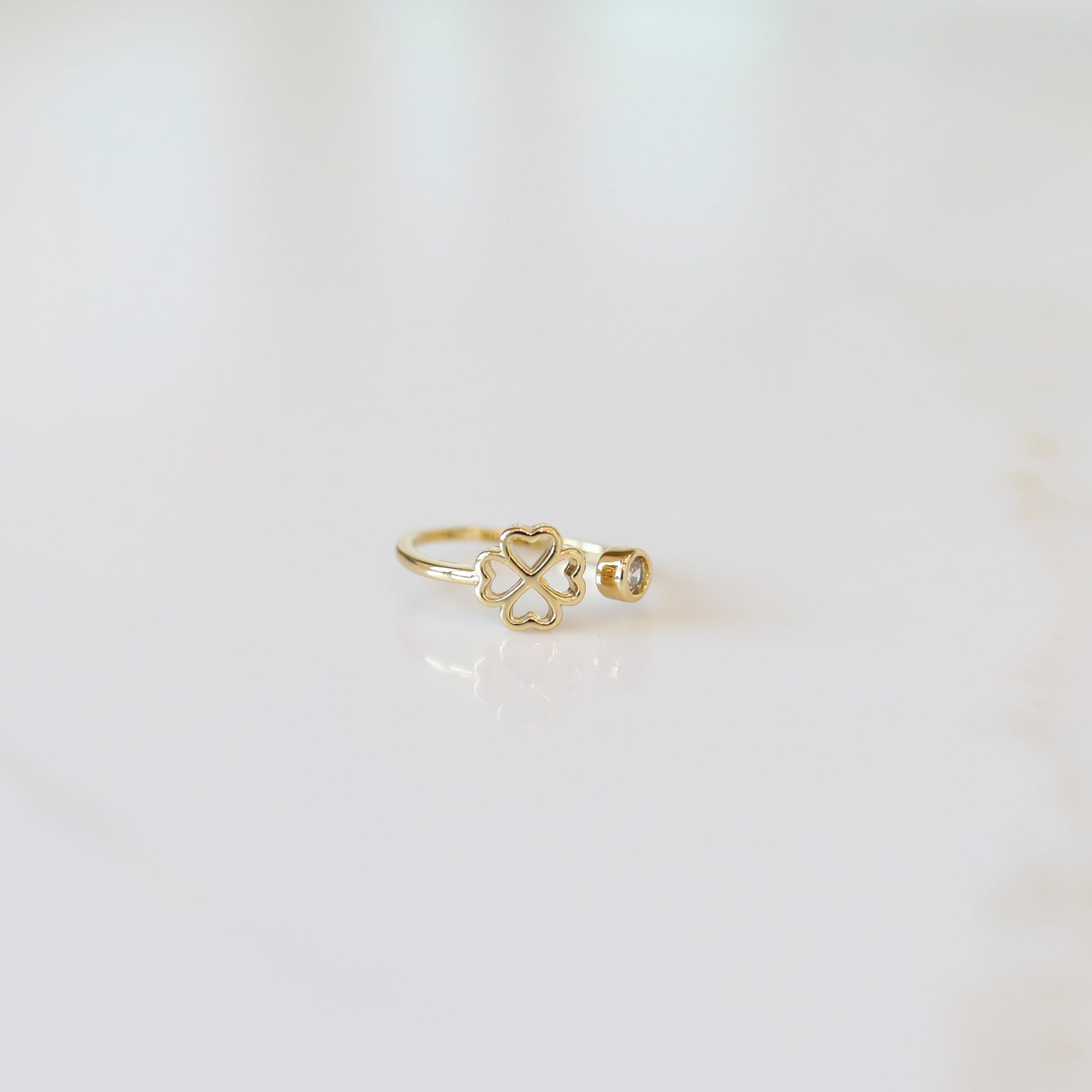Clover Ring with Cubic Zirconia