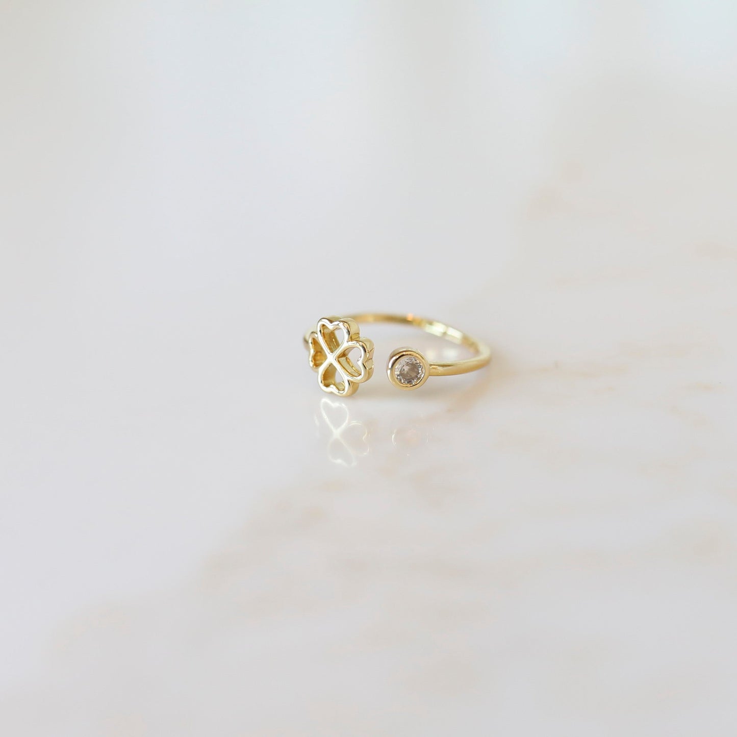 Clover Ring with Cubic Zirconia