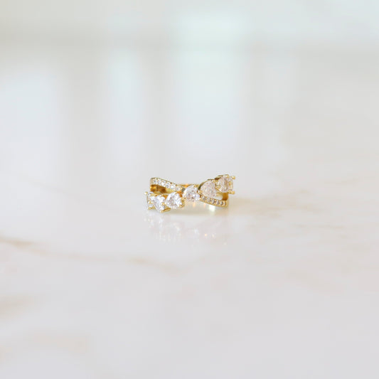Heart Cross Ring | Cubic Zirconia