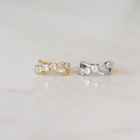 Heart Cross Ring | Cubic Zirconia