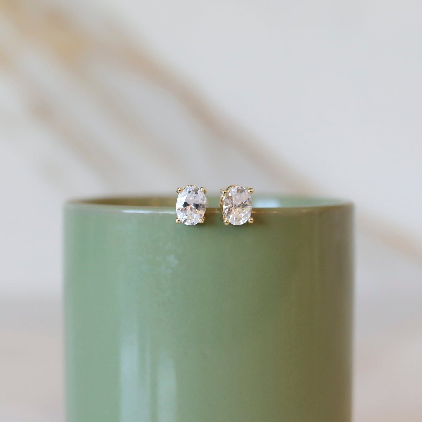 Classic Oval Studs | Cubic Zirconia