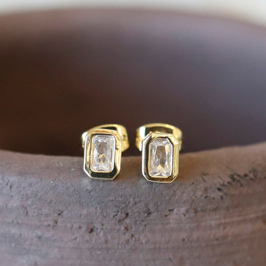 Itsy Rectangle Studs | Cubic Zirconia