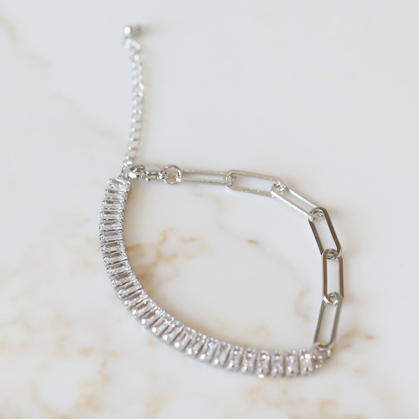 Crystal + Chain Bracelet | Cubic Zirconia