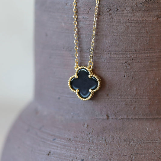 Clover Layering Necklace in Black