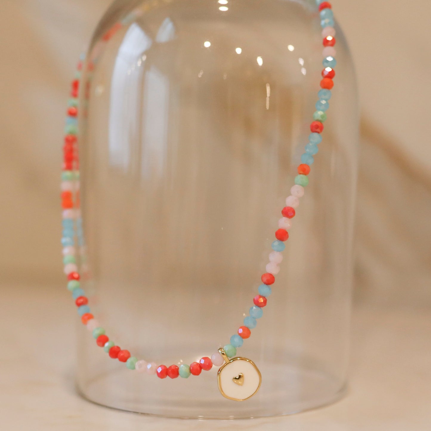 Multicolored Crystal Heart Necklace