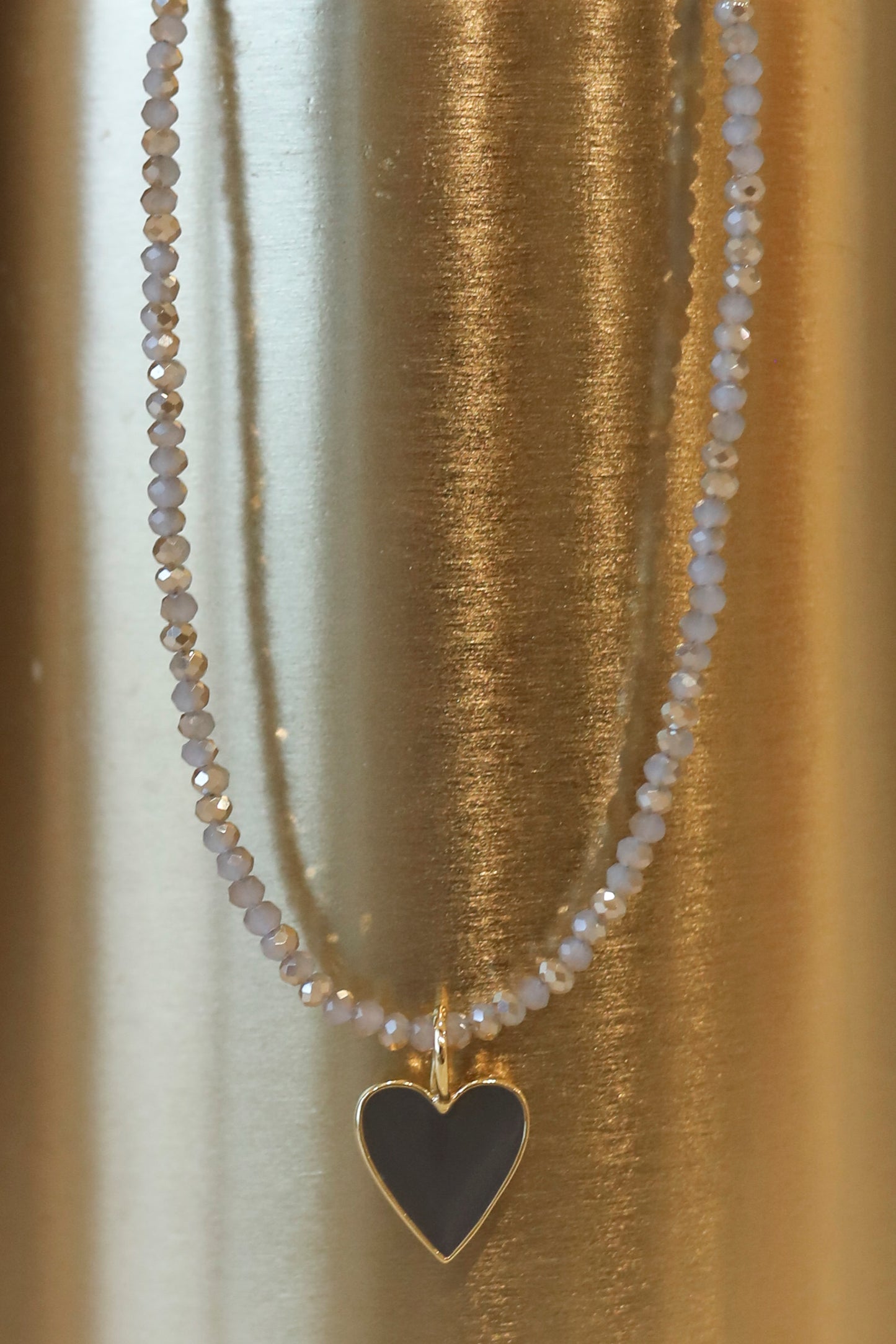 Smokey Grey Heart Necklace