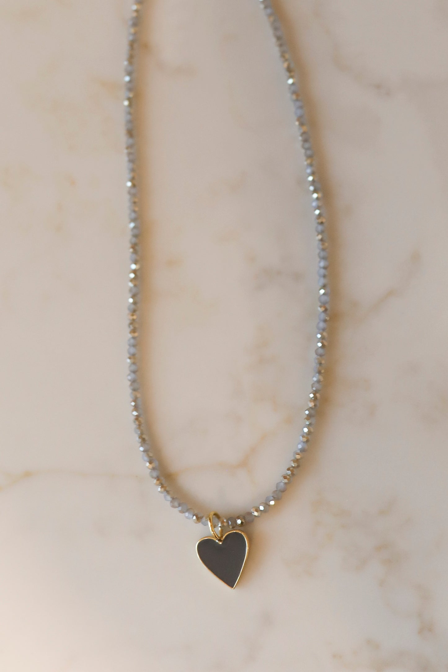 Smokey Grey Heart Necklace