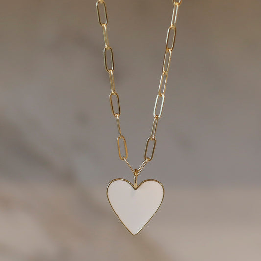 Grande Enamel Heart Layering Necklace