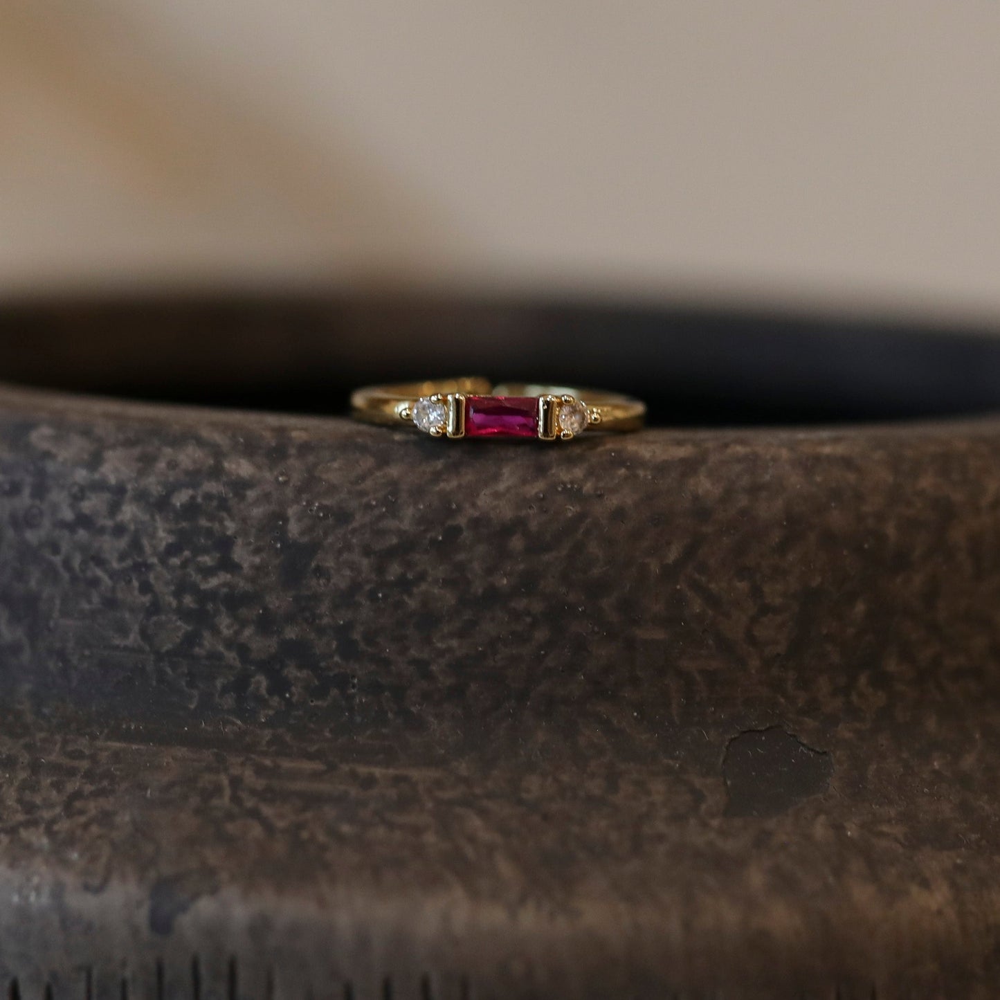 Fuchsia Baguette Ring