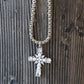Pearl + CZ Statement Cross Necklace - Silver (Rhodium plated)