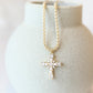 Pearl + CZ Statement Cross Necklace - Gold (18K gold plated)