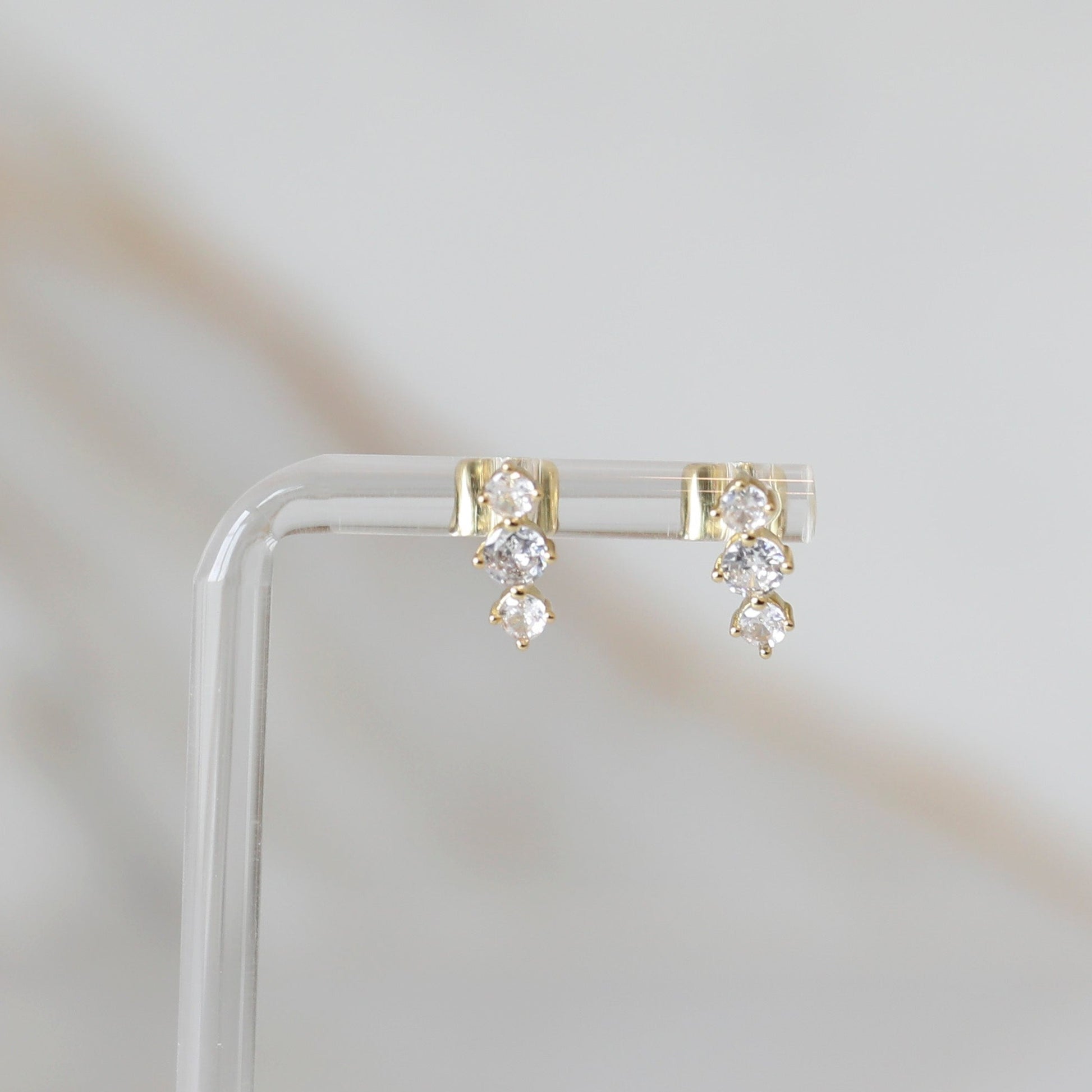 Triple CZ Stud in Gold