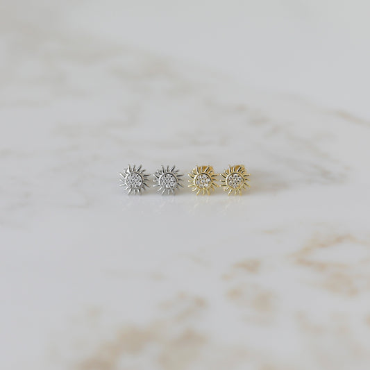 Sunflower Studs available in Gold and Silver