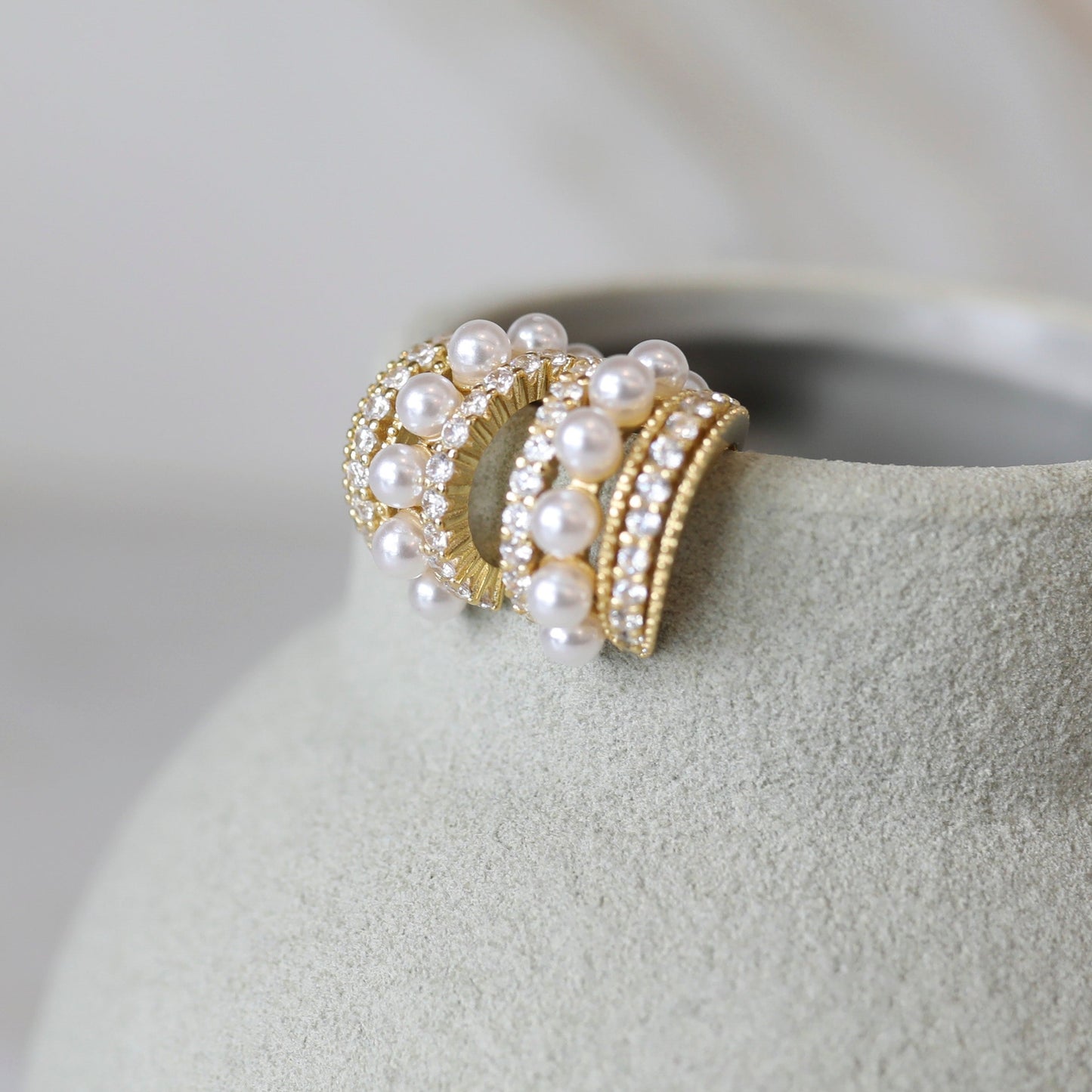 Statement Pearl Hoop in Gold