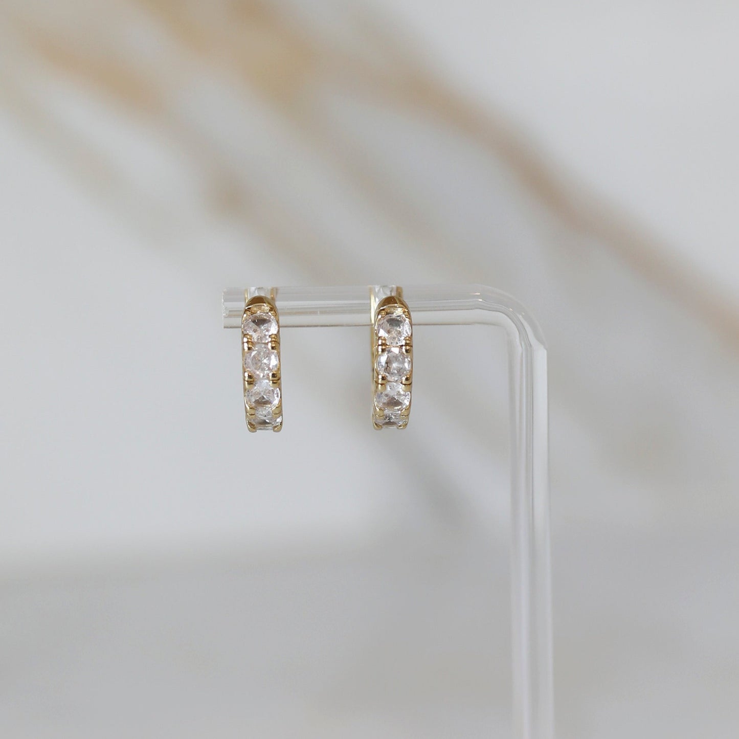 Round Baguette Hoop Earrings