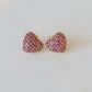 Fushia Pave Heart Studs