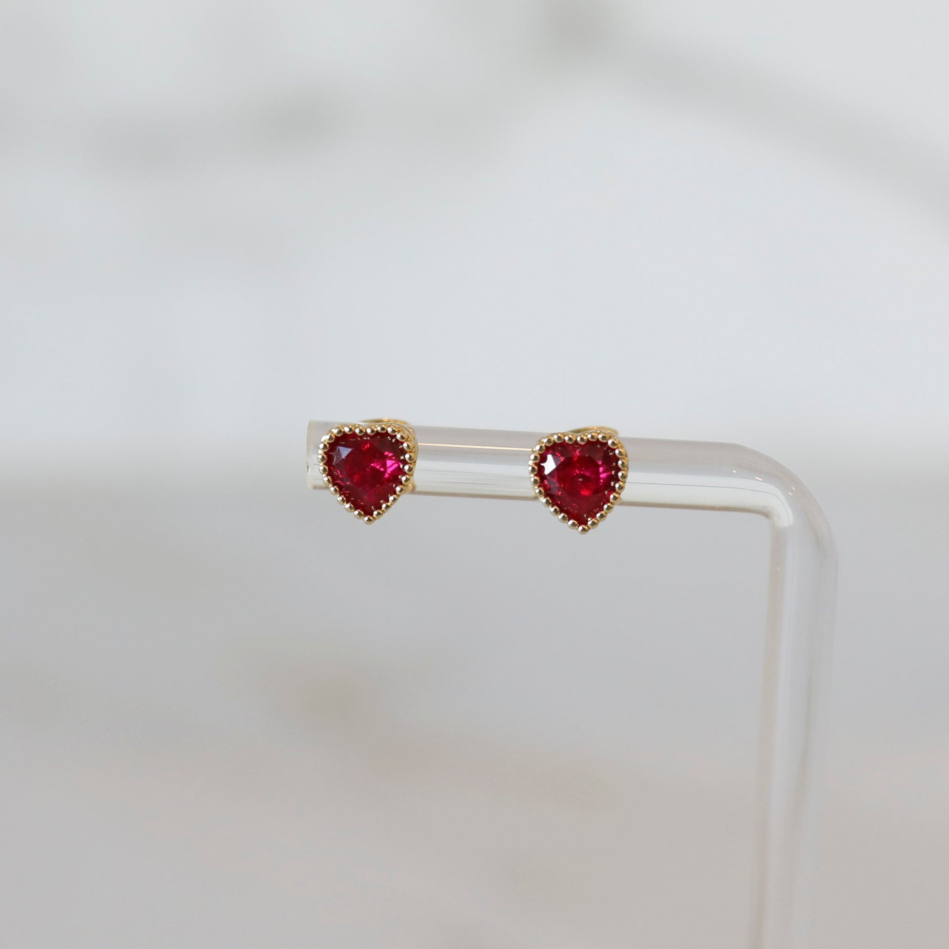 Red CZ Heart Studs