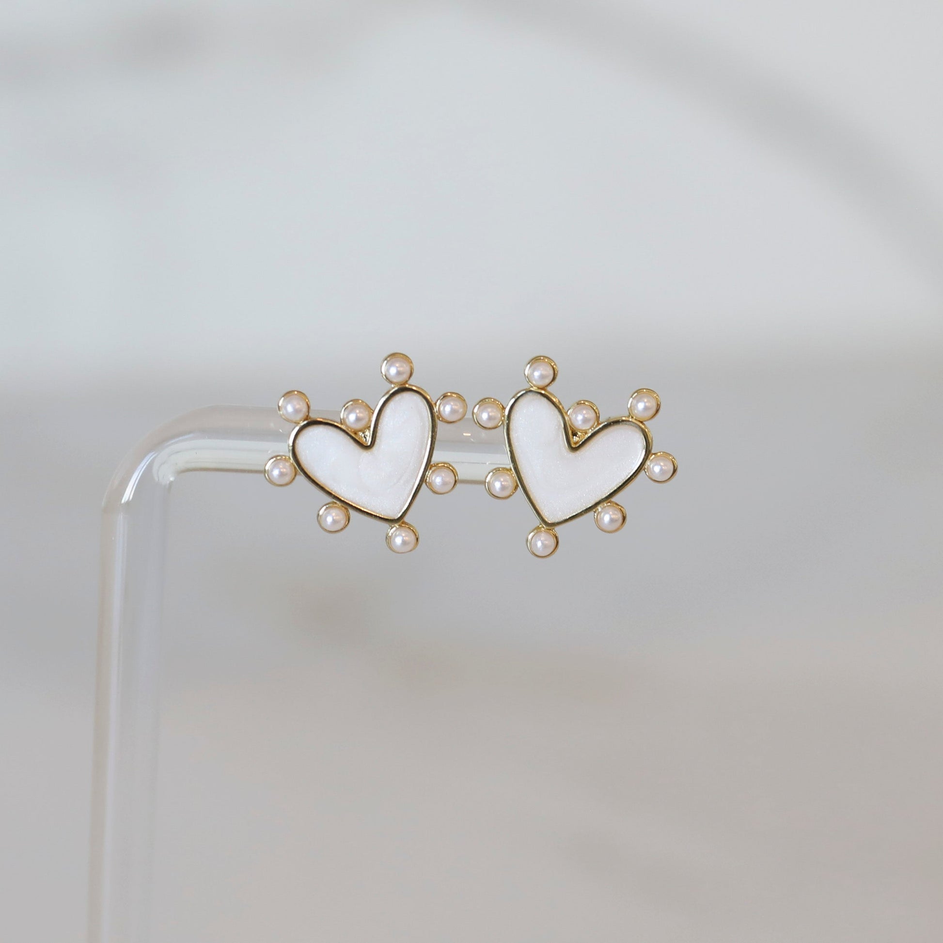 Pearl Heart Studs