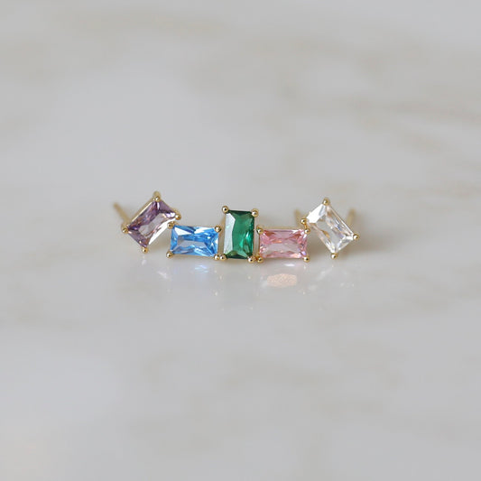 Rectangle Birthstone Studs