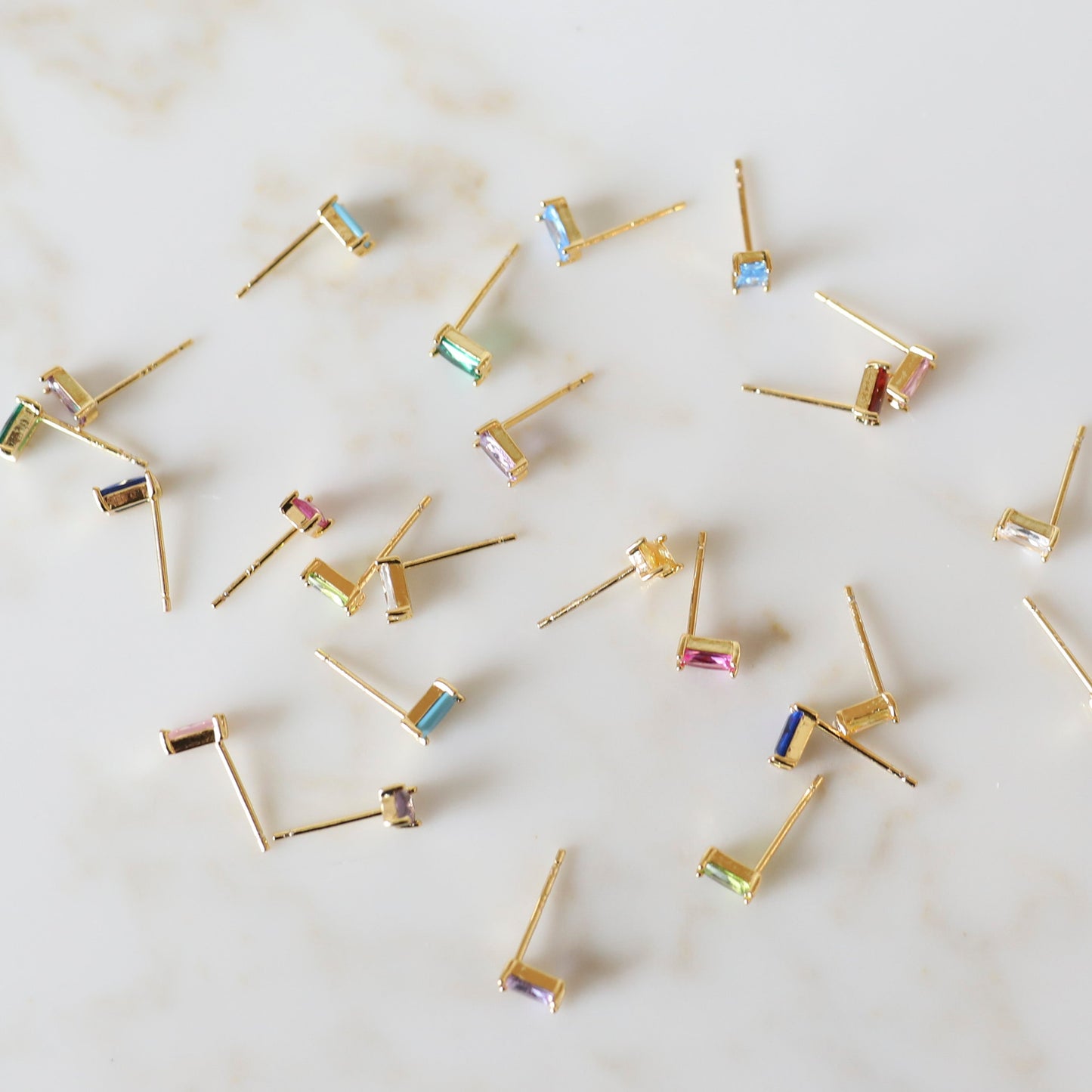 Rectangle Birthstone Studs