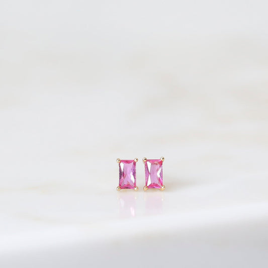 Rectangle Birthstone Studs