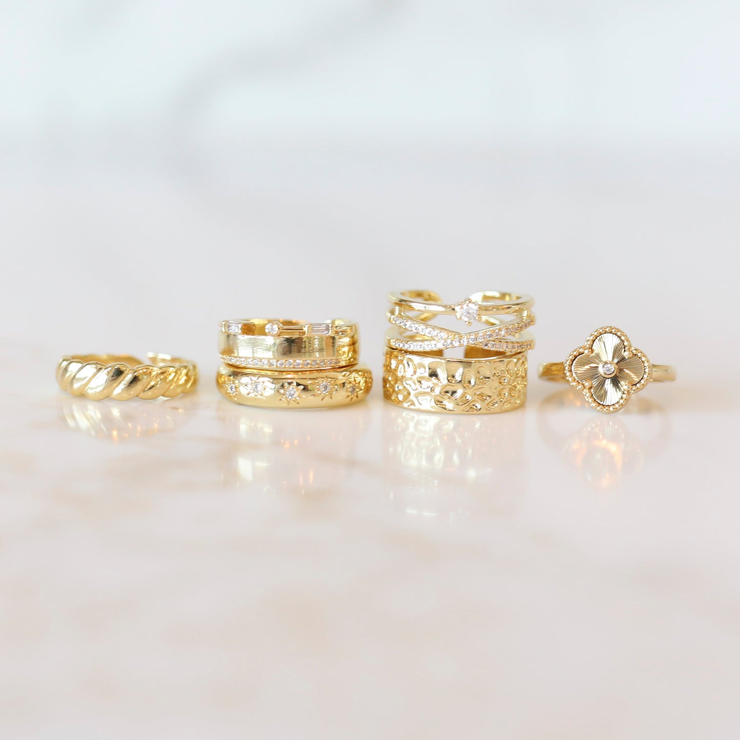 Gold Statement Stacking Rings