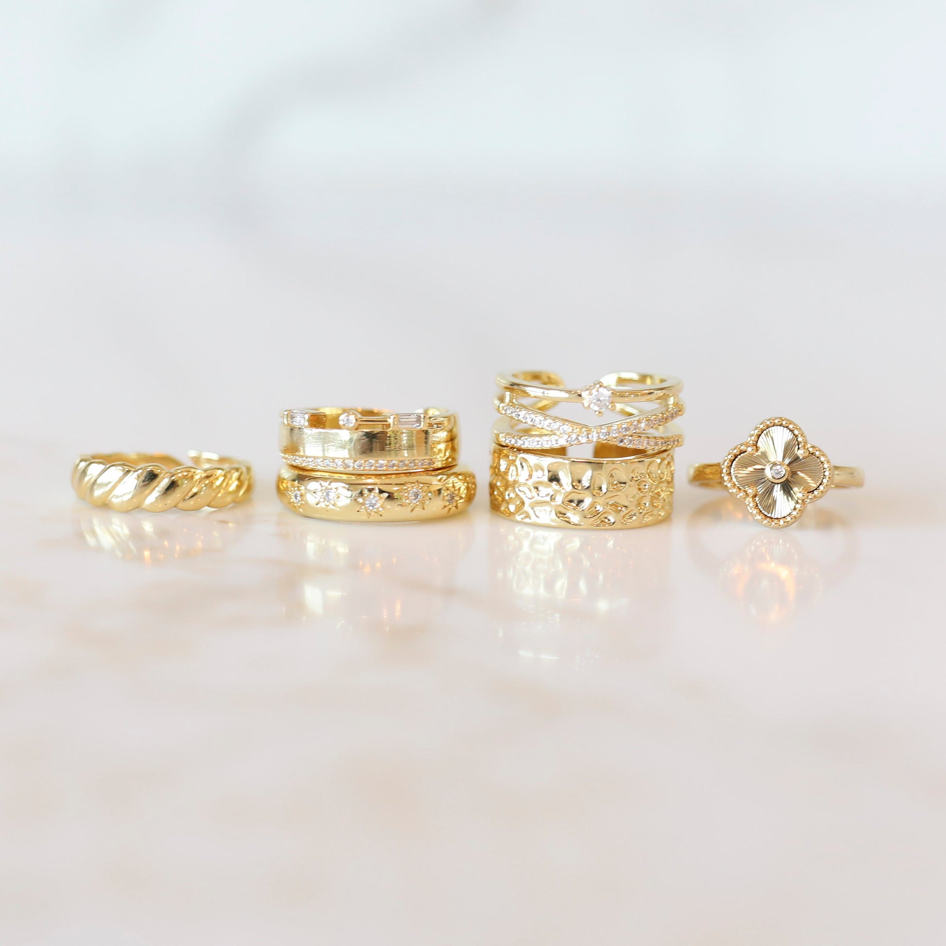 Gold Statement Stacking Rings