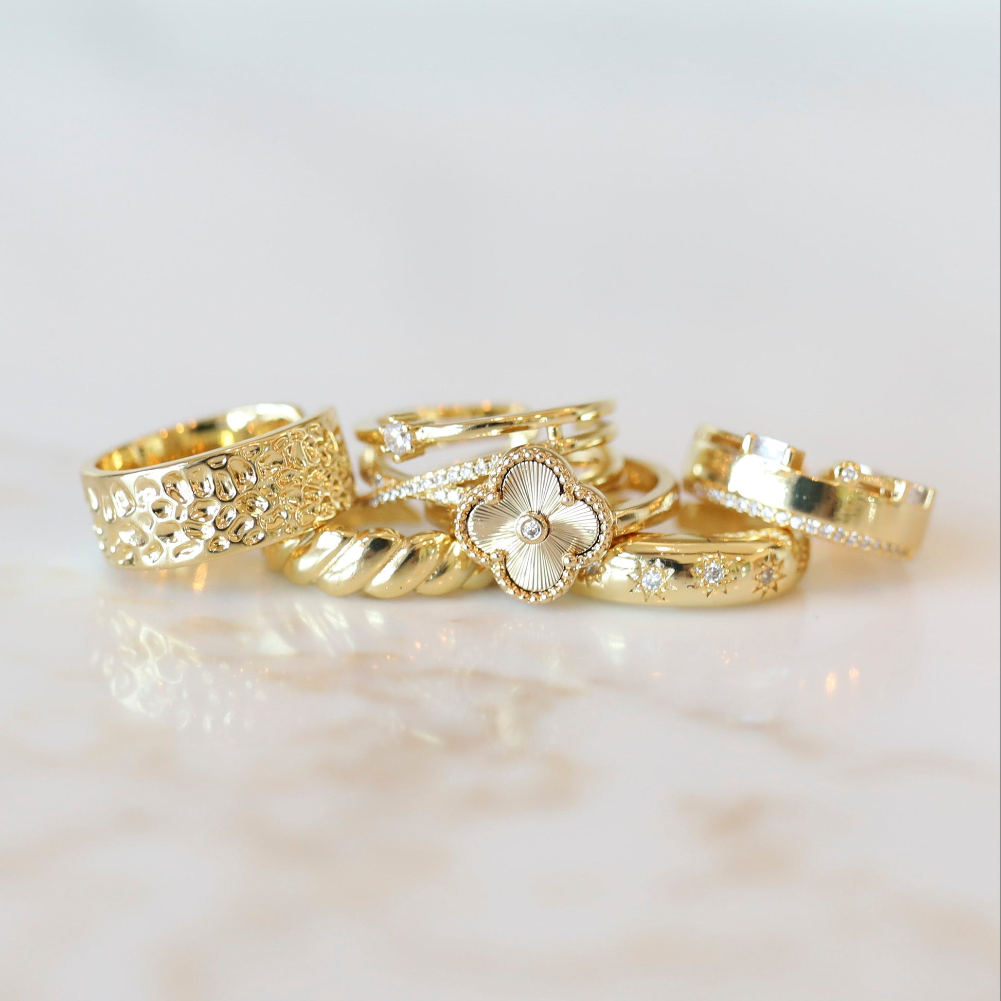 Gold Statement Stacking Rings