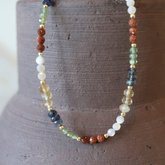 Autumn Gemstone Necklace Triple Pattern