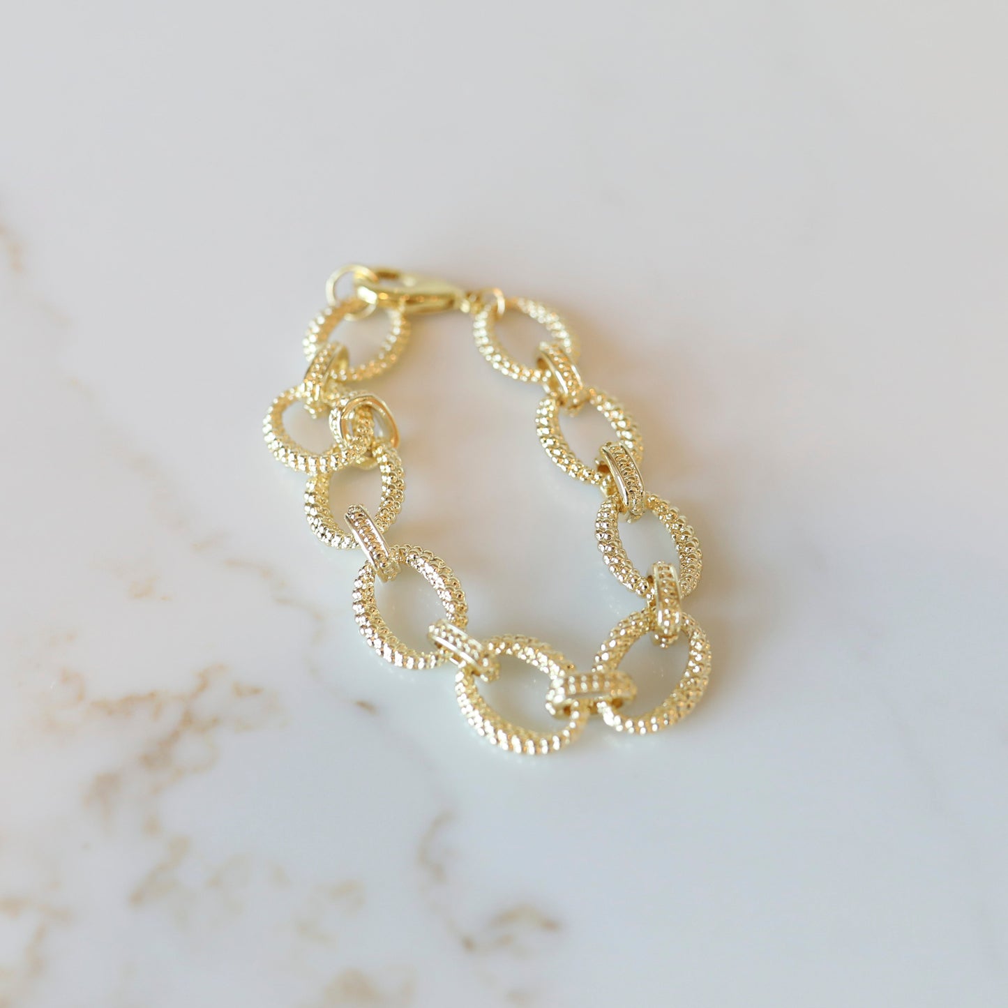 Oval Textured Chain Bracelet