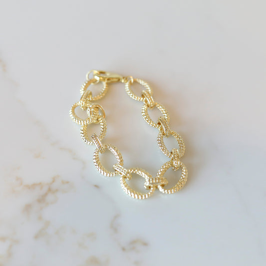 Oval Textured Chain Bracelet