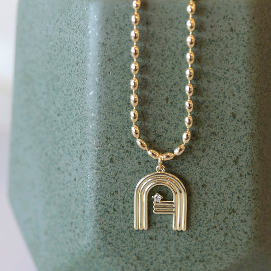 Wave Initial Necklace