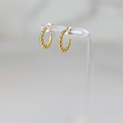 Mini Beaded Hoops in Gold