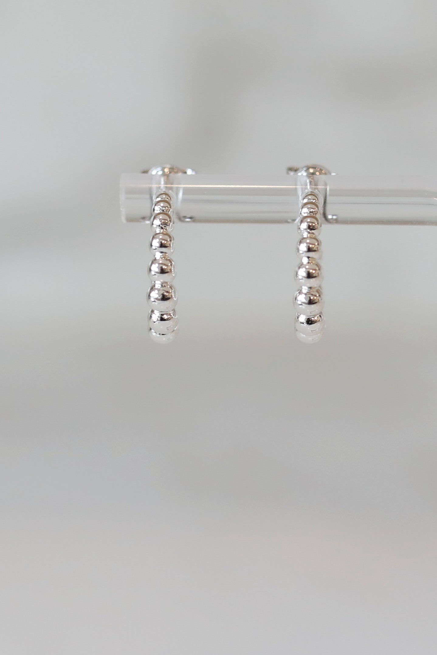Mini Beaded Hoops in Silver