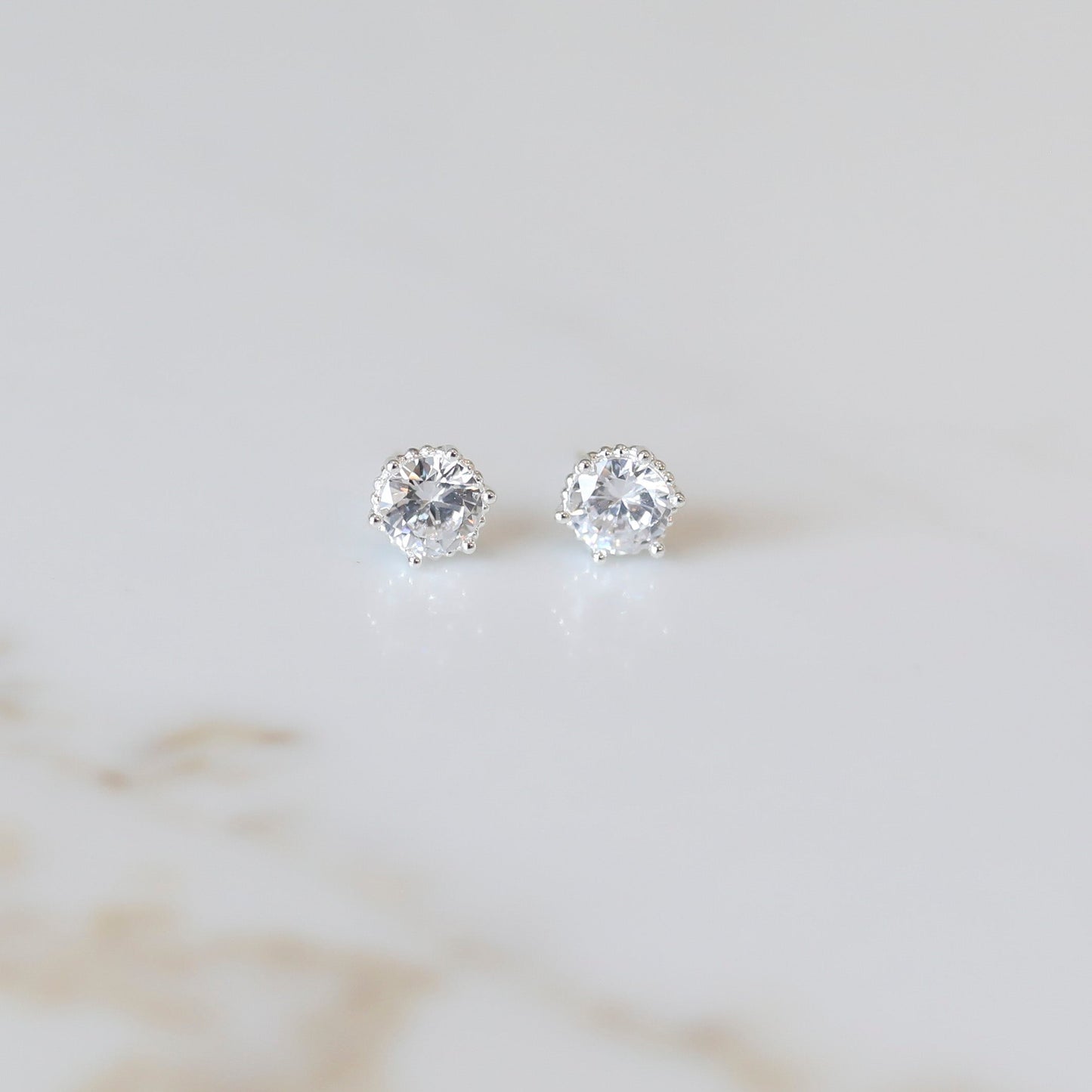 Solitaire CZ Studs in Silver