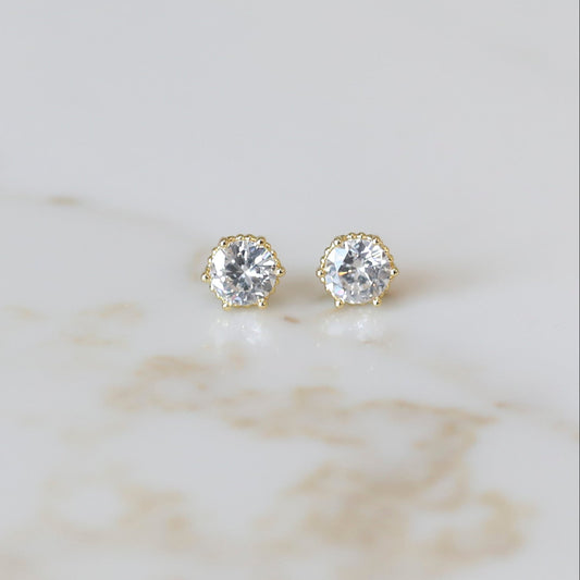 Solitaire CZ Studs in Gold