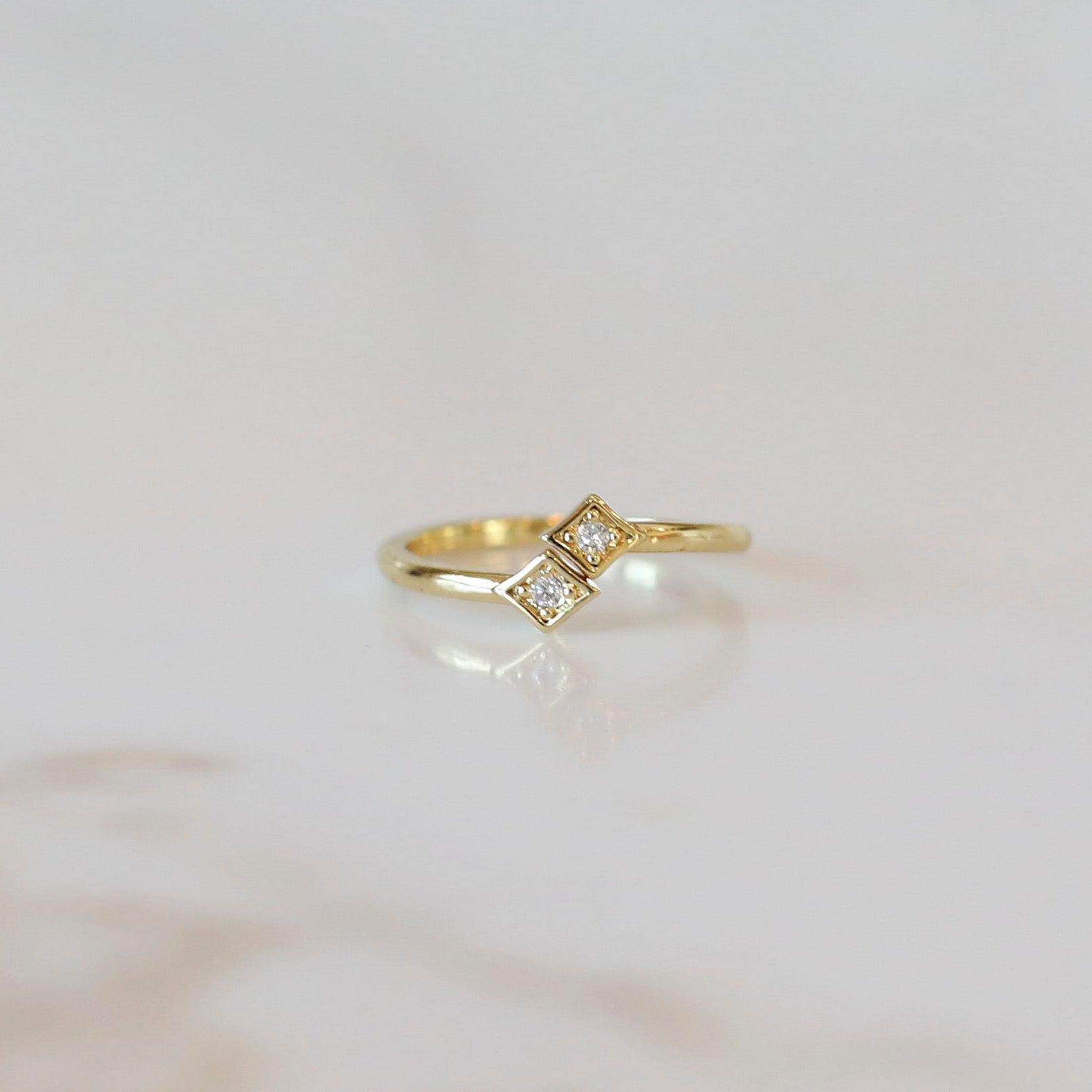 Thin Gold Stacking Ring - Diamond