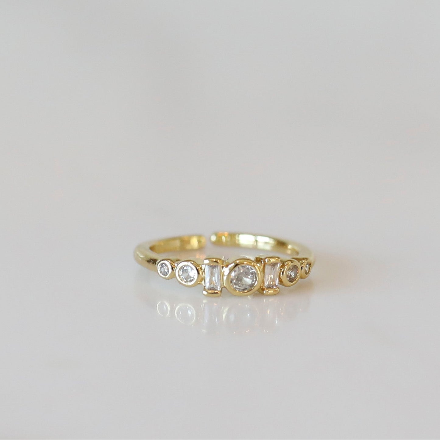 Thin Gold Stacking Ring - Baguette