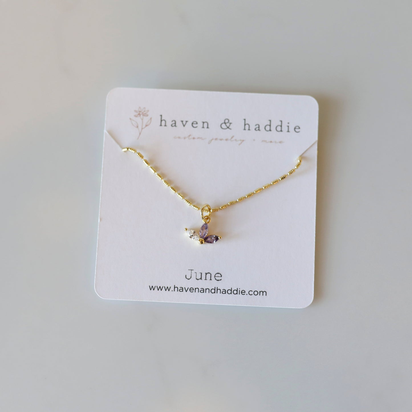 Mini Fan Birthstone Necklace