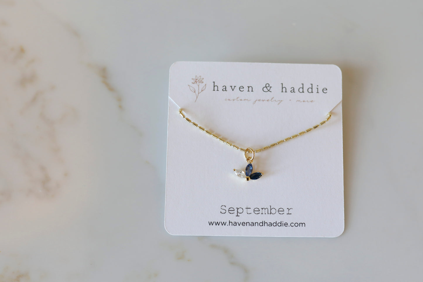 Mini Fan Birthstone Necklace