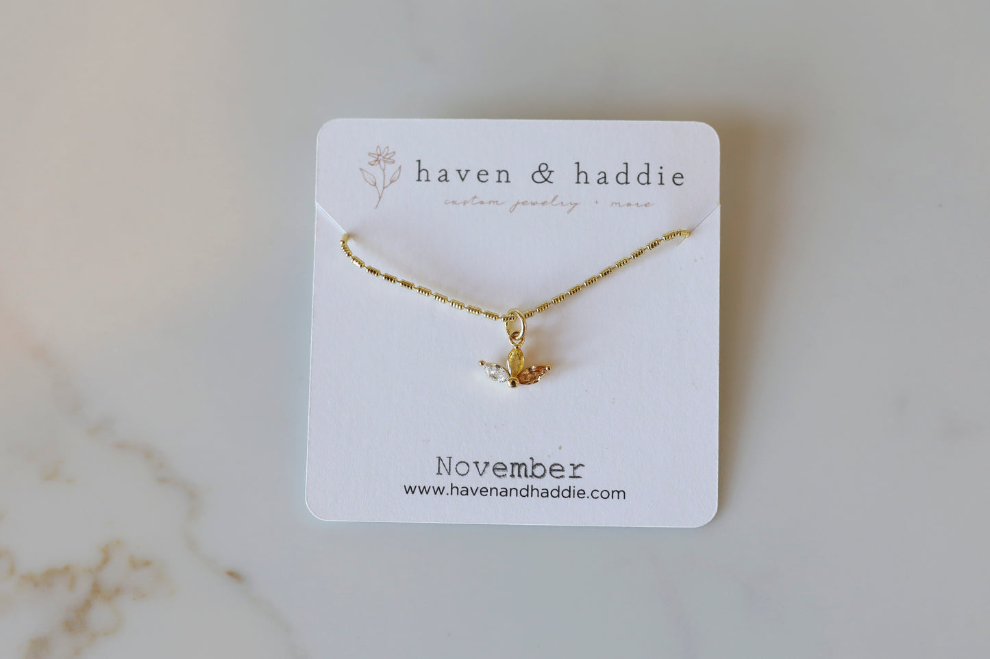 Mini Fan Birthstone Necklace