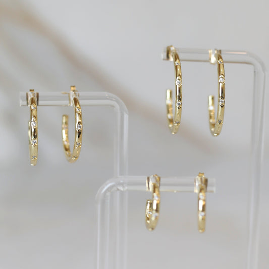 Simple Cross Necklace with Bamboo Hoops Bundle