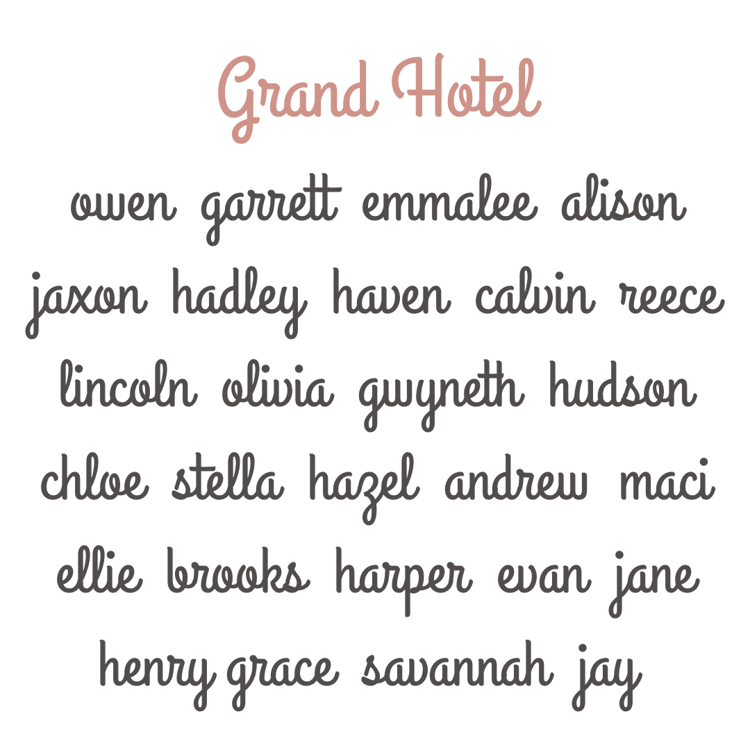 Grand Hotel font choices