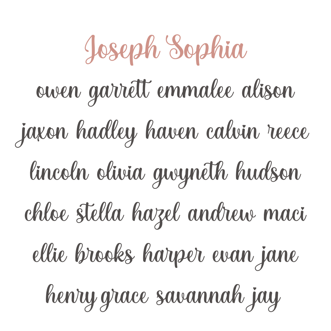 Joseph Sophia font choices