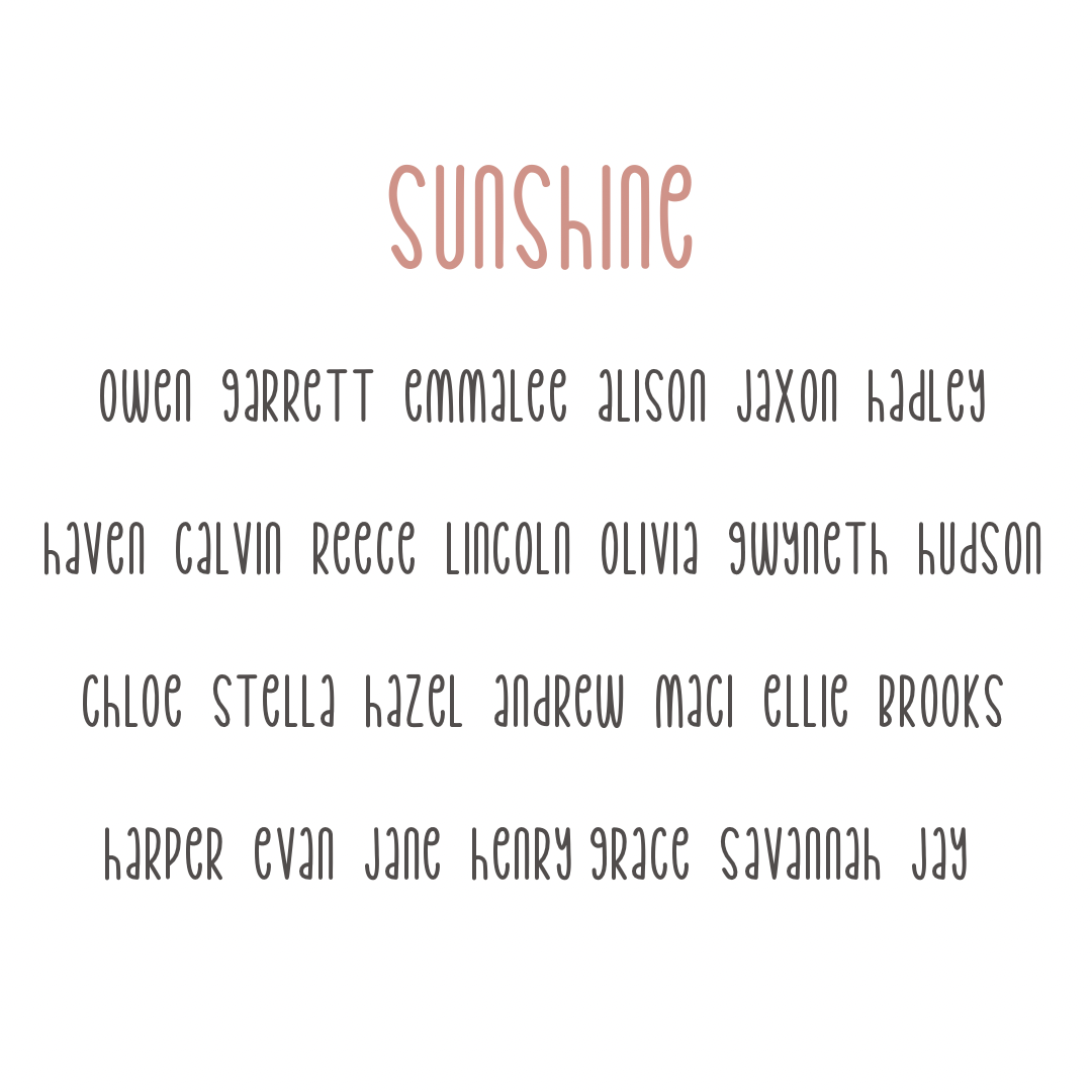 Sunshine font choices