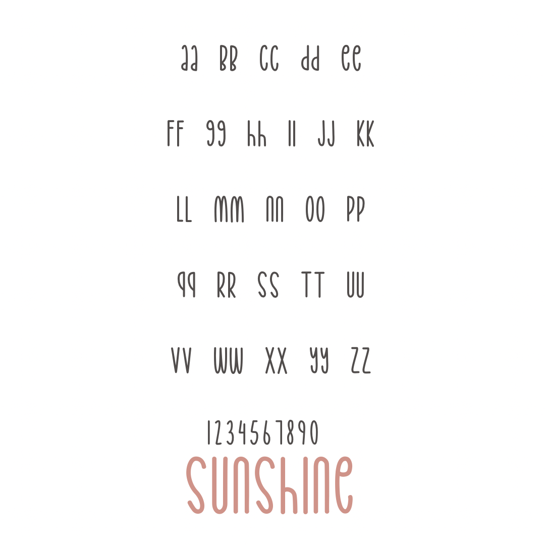 Sunshine font choices